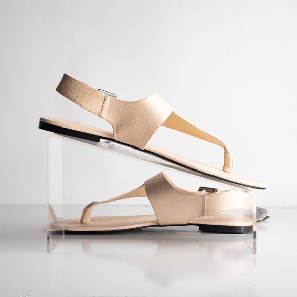 Massimo Dutti Womens Leather Thong Flats Ivory Cream US 9 EU 40 New 1708/450 - Picture 3 of 8